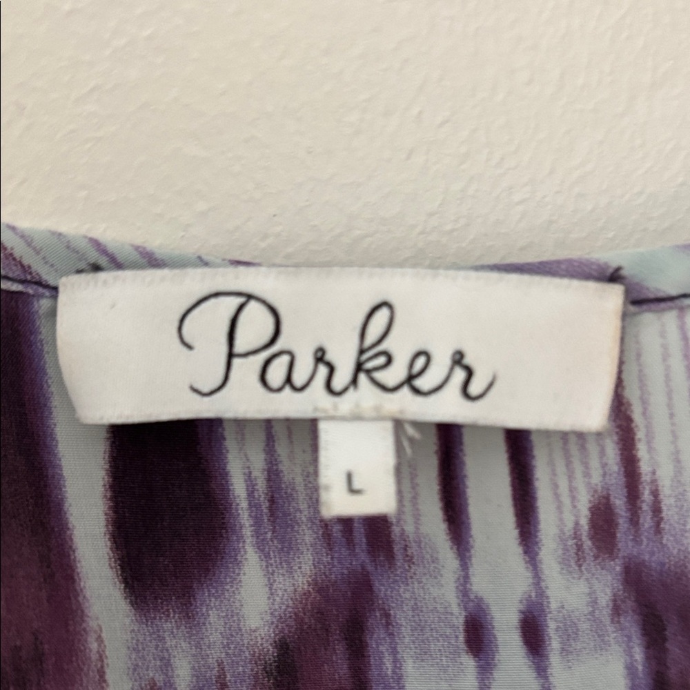 Parker lavender and light blue spaghetti strap adjustable V neck romper